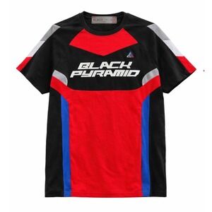 Black Pyramid Mens Colorblock Logo T-Shirt Red Black Blue Large Streetwear